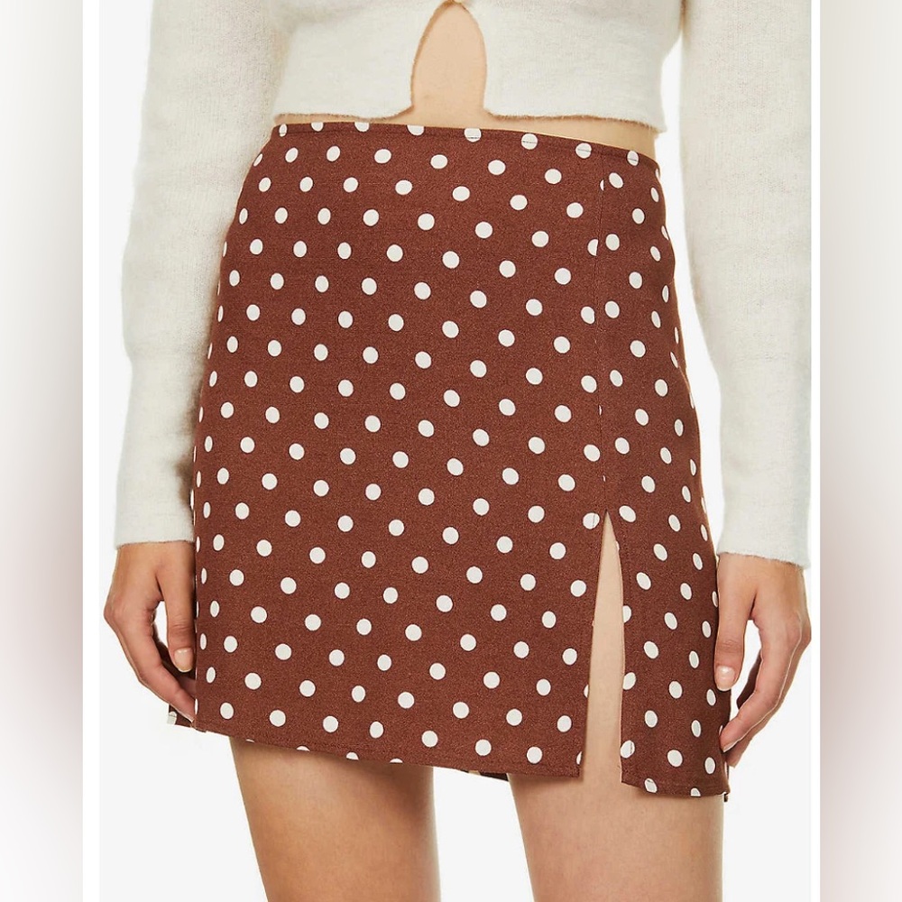 Reformation Brown Polka Dot Mini Skirt